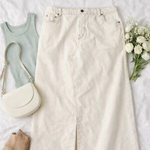 Cream Maxi Denim Skirt - Brand